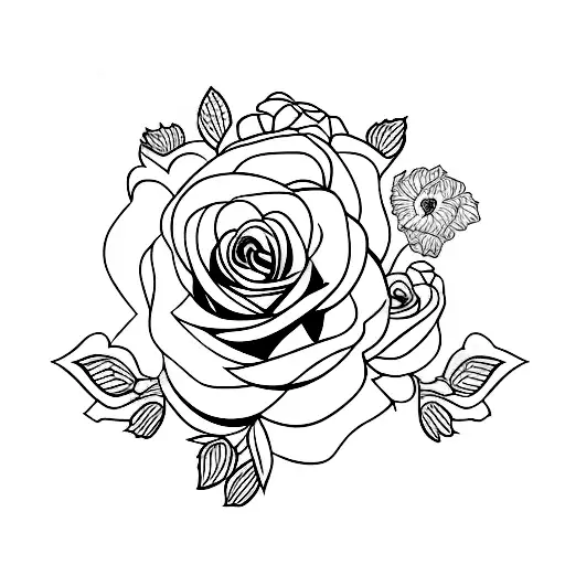  multiple smallred roses spine tattoo stencil with a black scorpion in the middle of the flowers  tattoo design idea