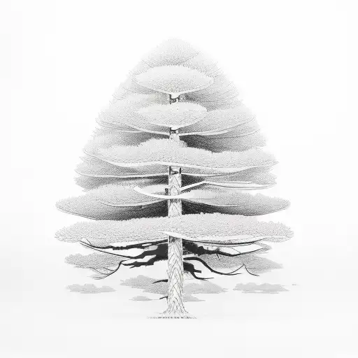 Red Pine tree, community, connection, rebirth, cycle, movement tattoo design idea