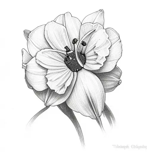 3 flowers: 1 violet 1 daffodil 1 lilly. 3 siblings: 1 sister, one brother and 1 brother who passed away. tattoo design idea