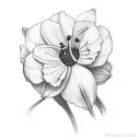 3 flowers: 1 violet 1 daffodil 1 lilly. 3 siblings: 1 sister, one brother and 1 brother who passed away. tattoo design idea