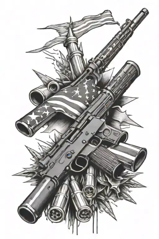 .223 bullets and American flag tattoo design idea