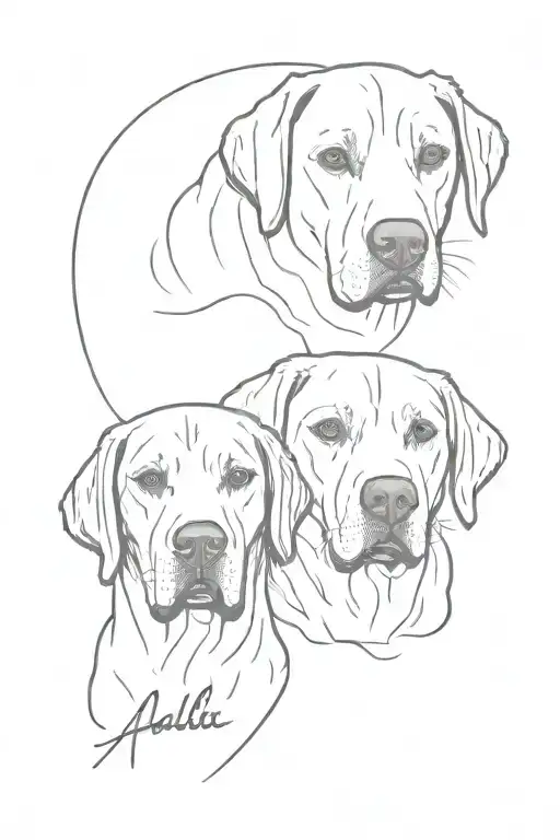 two labradors with the names Nala and Sadie in it, small tattoo. tattoo design idea