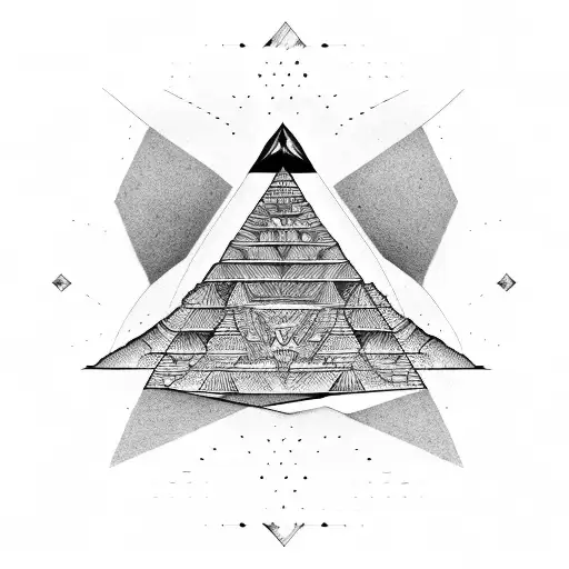 maya pyramid minimalism tattoo design idea
