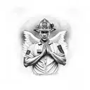 firefighter praying with angels  tattoo design idea