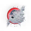 red half moon tattoo design idea