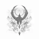 energy sword and lung tattoo design idea