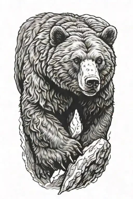 climbing bear  tattoo design idea