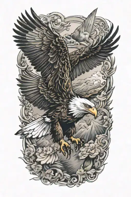 eagle flying tattoo design idea