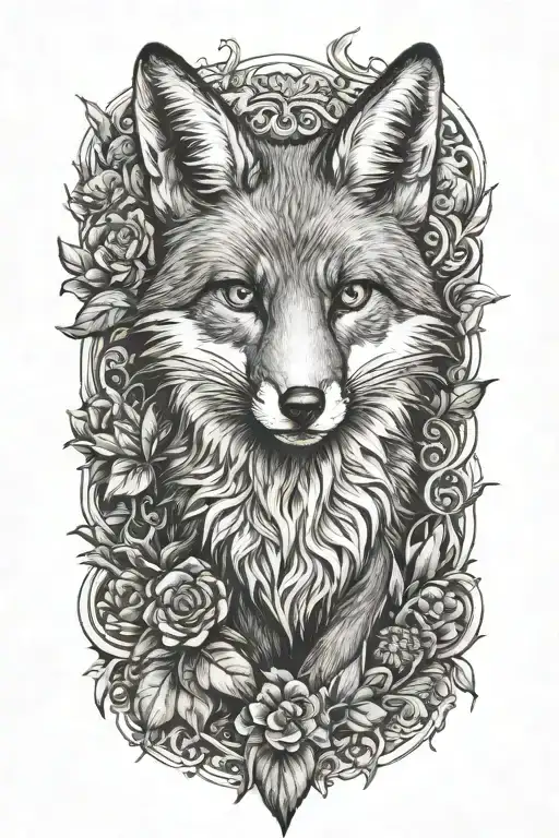 fox full body tattoo design idea