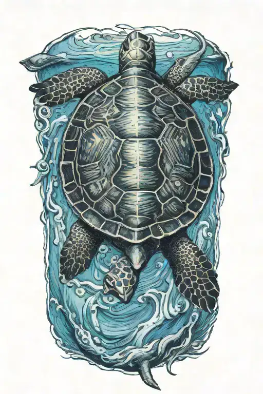 a turtle swimming gracefully tattoo design idea