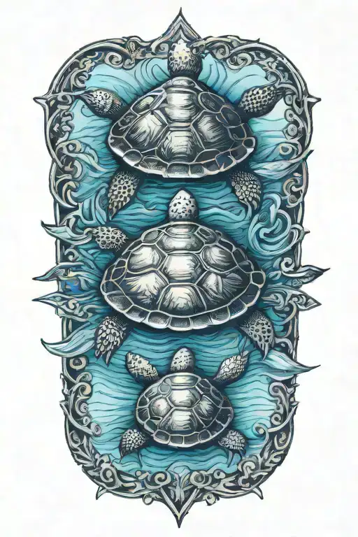 turtles swimming together tattoo design idea