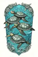 turtles swimming underwater tattoo design idea