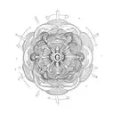 simple technology inspired Mandala with a cross in the middle tattoo design idea