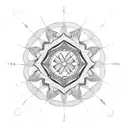 simple technology inspired Mandala with a cross in the middle tattoo design idea