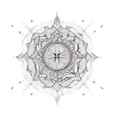 simple technology inspired Mandala with a cross in the middle tattoo design idea