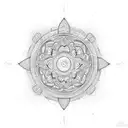 simple technology inspired Mandala with a cross in the middle tattoo design idea