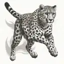 A sleek cheetah sprinting across a track, capturing the speed and agility of the animal in a black-grey style tattoo design idea