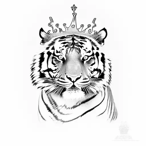 tiger with a crown tattoo design idea
