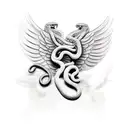 Statue with snake and angel tattoo design idea