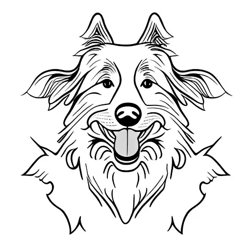 Border collie face smiling tattoo design idea