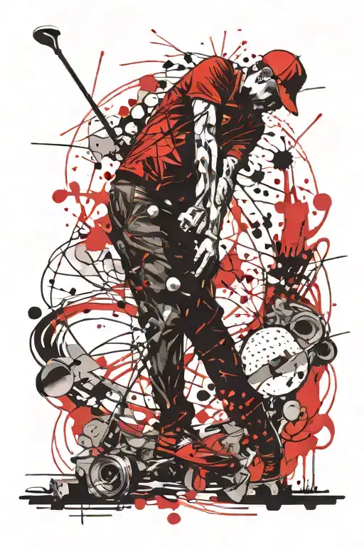 golfer putting on a graveyard tattoo design idea