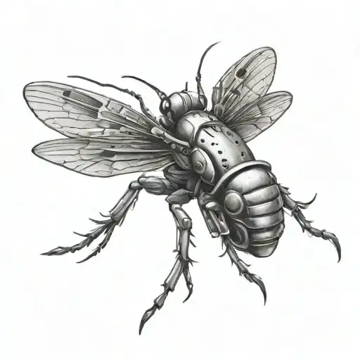 locust drone tattoo design idea