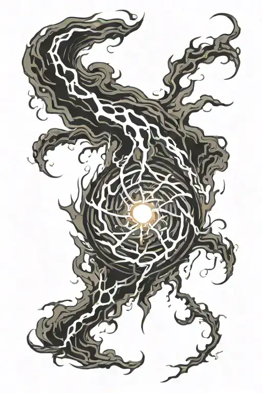 flames vortex with lightning  tattoo design idea