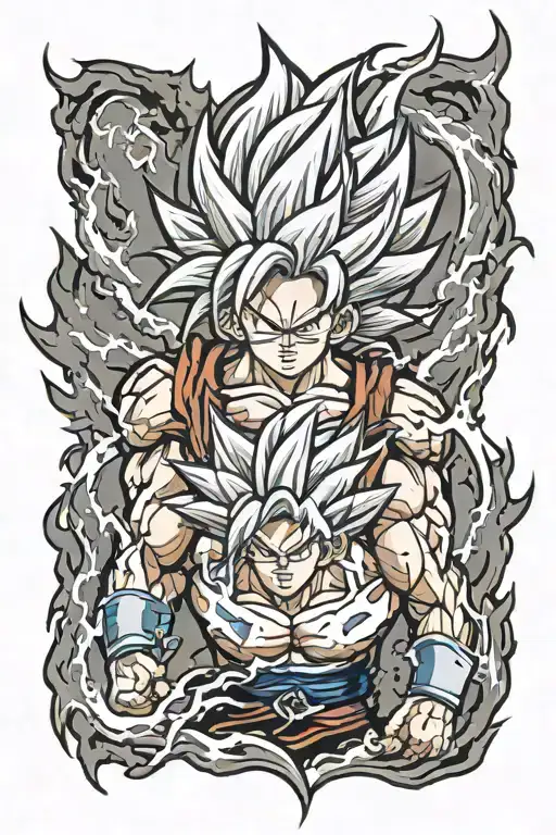 super saiyan flames lightning tattoo design idea