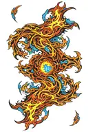 flames tornado with blue lightning arcs tattoo design idea