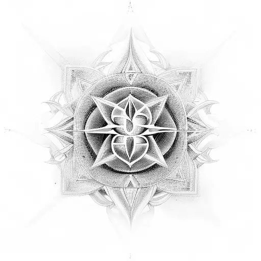 Sacred geometry infused with symbols of spiritual ascension tattoo design idea