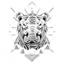 a soldier on the beach with a lion, rhino and elephant behind him tattoo design idea