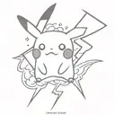 cloud, thunder light, pikachu tattoo design idea