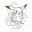 cloud, thunder light, pikachu tattoo design idea