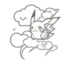 cloud, thunder light, pikachu tattoo design idea