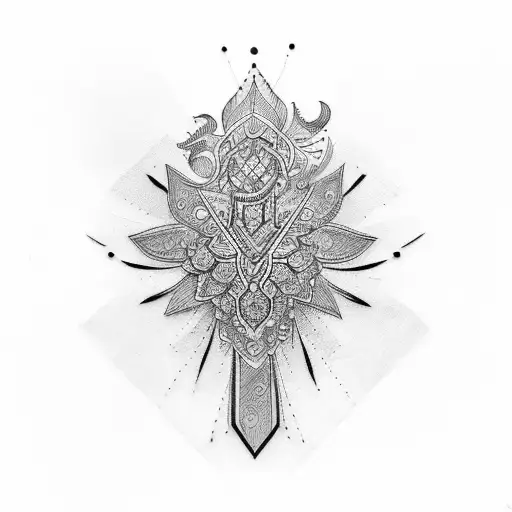 indian and work tattoo design idea