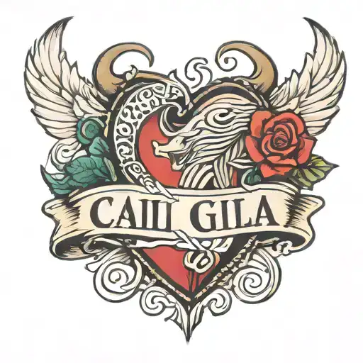 heart that says cali inside  tattoo design idea