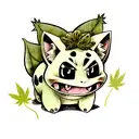 bulbasaur with weed tattoo design idea