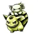 bulbasaur with weed tattoo design idea