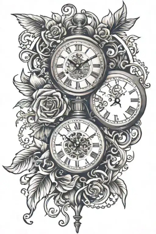 time piece loss tatto mixed tattoo design idea