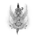 Design a tattoo featuring a stylized quill pen surrounded by traditional Ukrainian patterns tattoo design idea