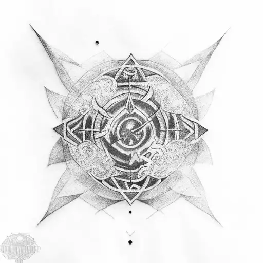 Mistborn symbol with blue accents tattoo design idea
