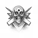 Robed skeleton with iron cross tattoo design idea