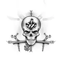 Robed skeleton with iron cross tattoo design idea