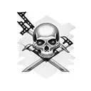 Robed skeleton with iron cross tattoo design idea