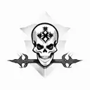 Robed skeleton with iron cross tattoo design idea
