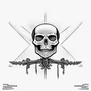 Robed skeleton with iron cross tattoo design idea