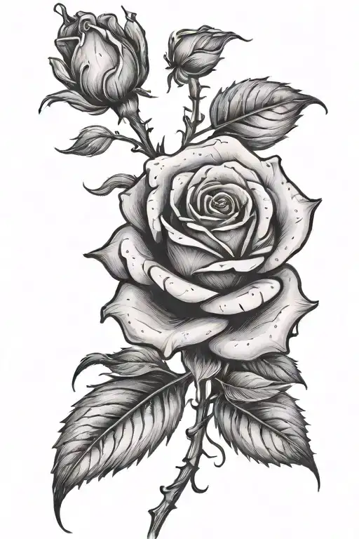 a rose with embers coming off the petals tattoo design idea