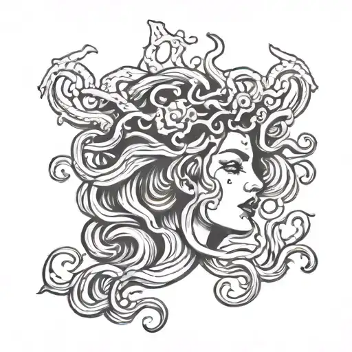 Medusa crying blood tears tattoo design idea