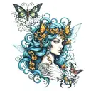 Medusa withe butterflys and doves tattoo design idea