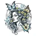 Medusa withe butterflys and doves tattoo design idea